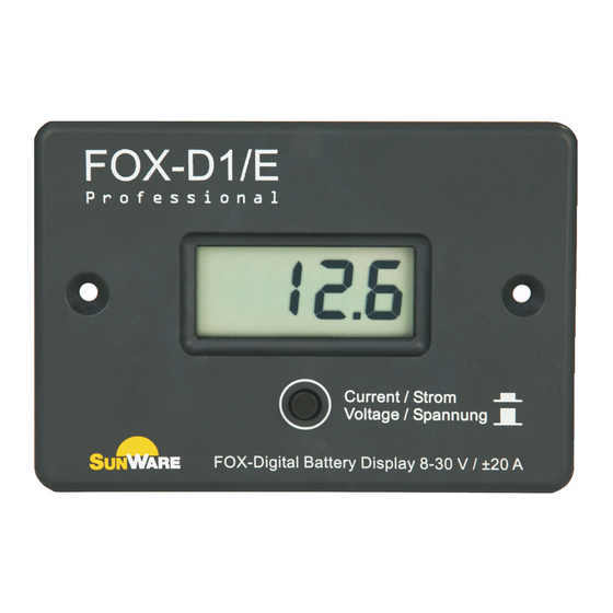 SunWare FOX-D1 Installation Manual