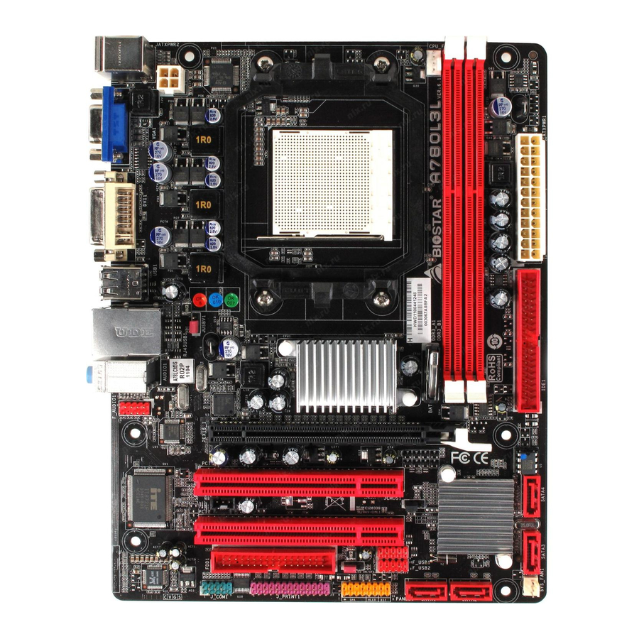 Biostar A780L3L Bios Setup Manual
