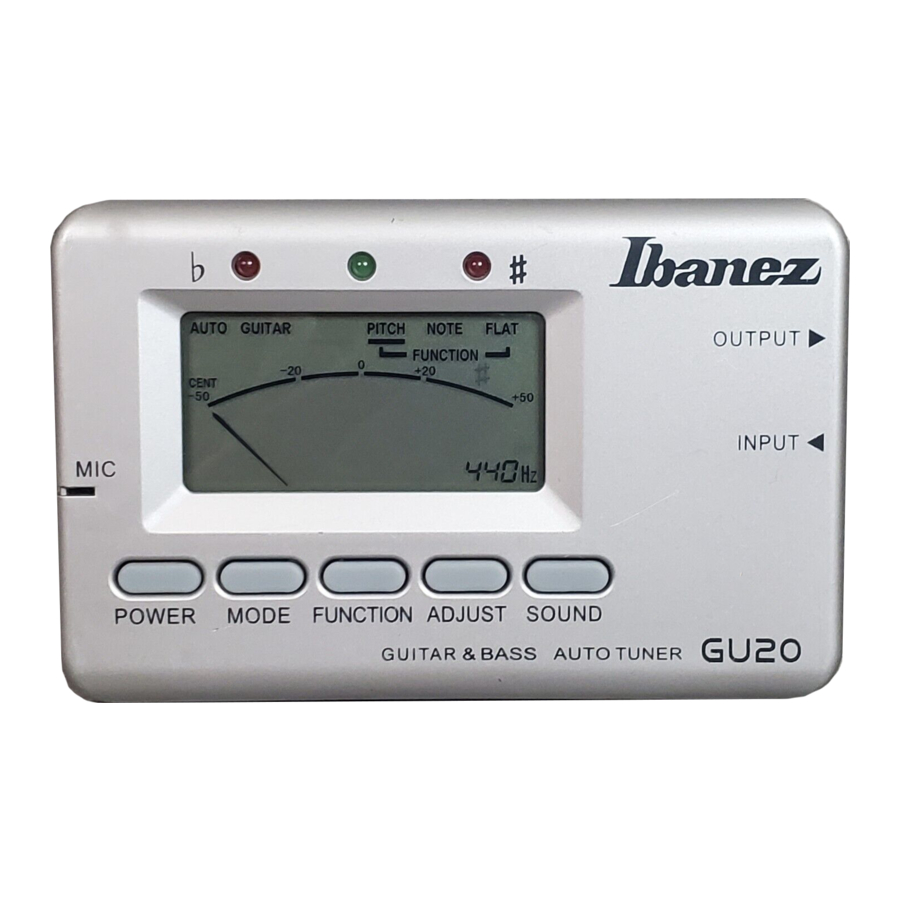 Ibanez GU20 - Guitar & Bass Auto Tuner Manual