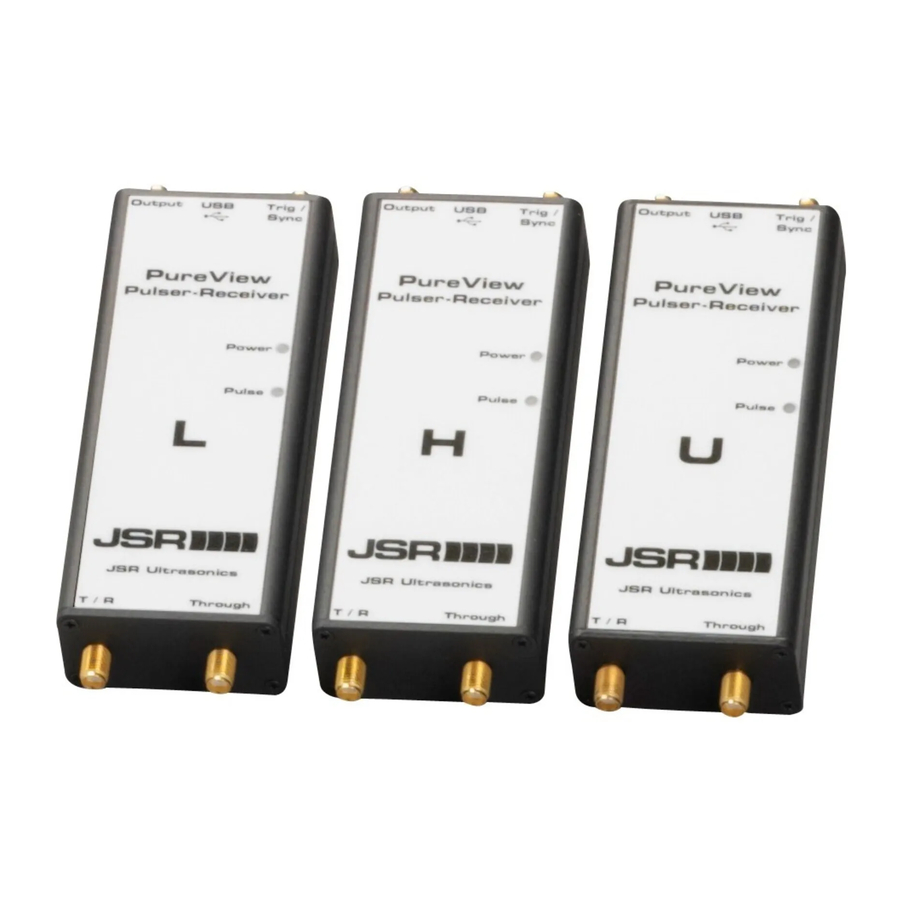 JSR Ultrasonics PureView Series Operator's Manual