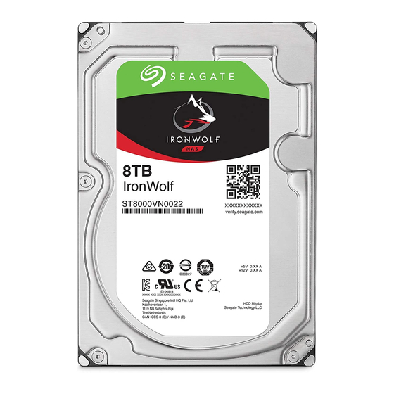 Seagate IRONWOLF ST8000VN0022 Hard Drive Manuals