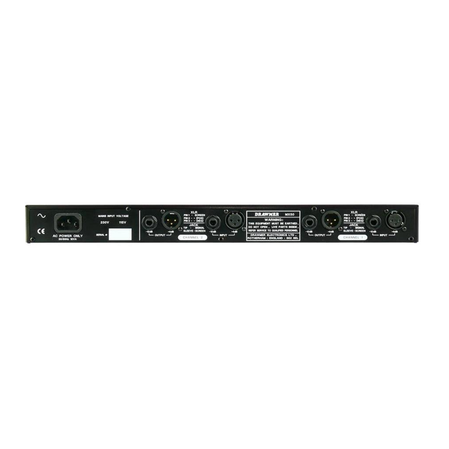 User Manuals: Drawmer MX50 Dual Vocal De-Esser