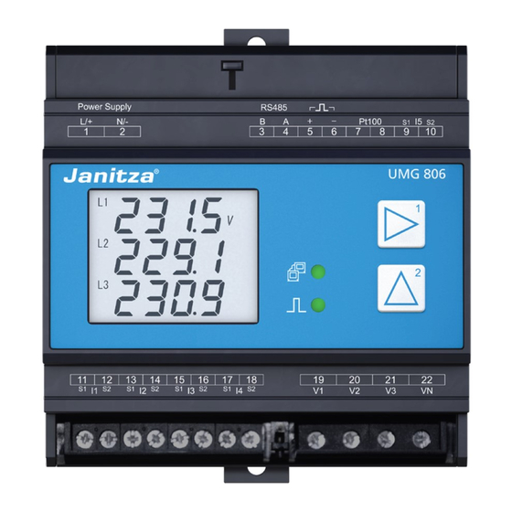 janitza UMG 806 Energy Measurement Manuals