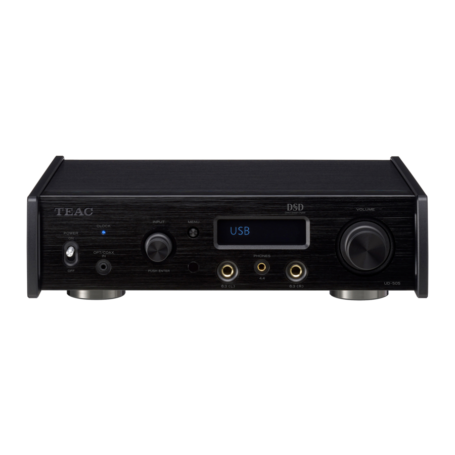 Teac UD-505 - USB DAC / Headphone Amplifier Manual