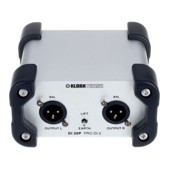 Klark Teknik PRO DI 2 DI 20P Quick Start Manual