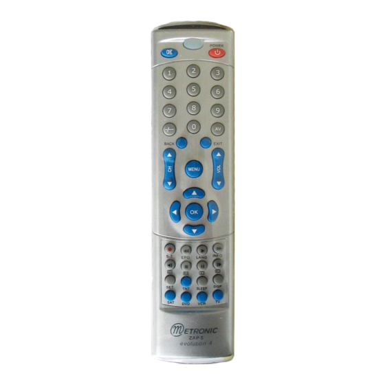 Metronic ZAP 5 Evolution 4 - URC Manual and List of Codes