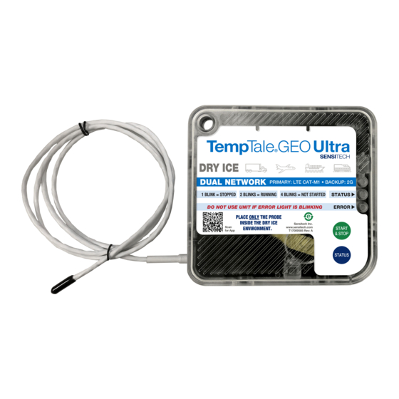 Sensitech TempTale GEO Ultra Dry Ice Instructions For Use