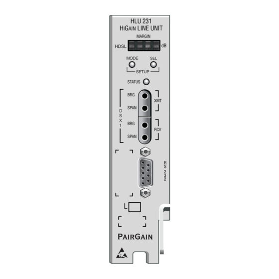 PairGain HiGain HLU-231 List 8E Quick Installation Manual