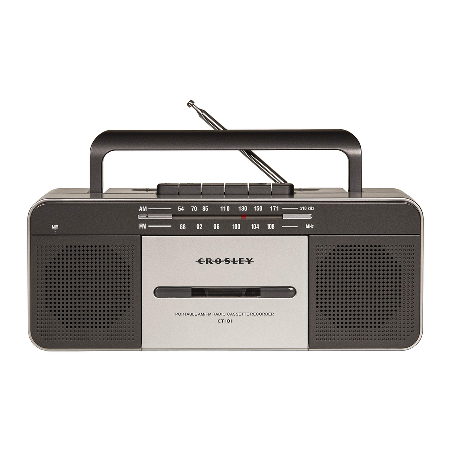 Crosley CT101A - Cassette Player Manual