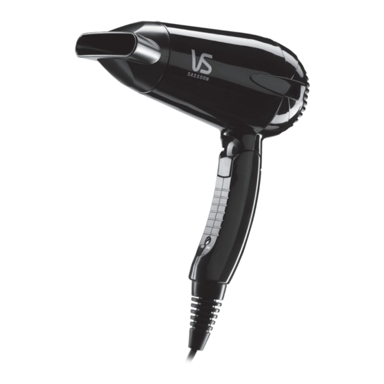 VS Sassoon Compact Travel Dryer VS5344A Instruction Booklet