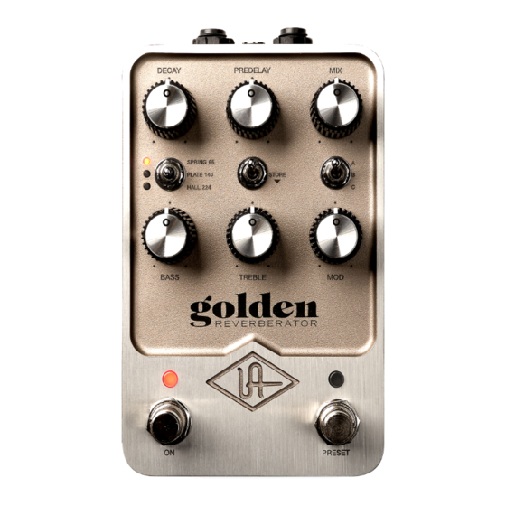 Universal Audio Golden Reverberator Quick Start Manual