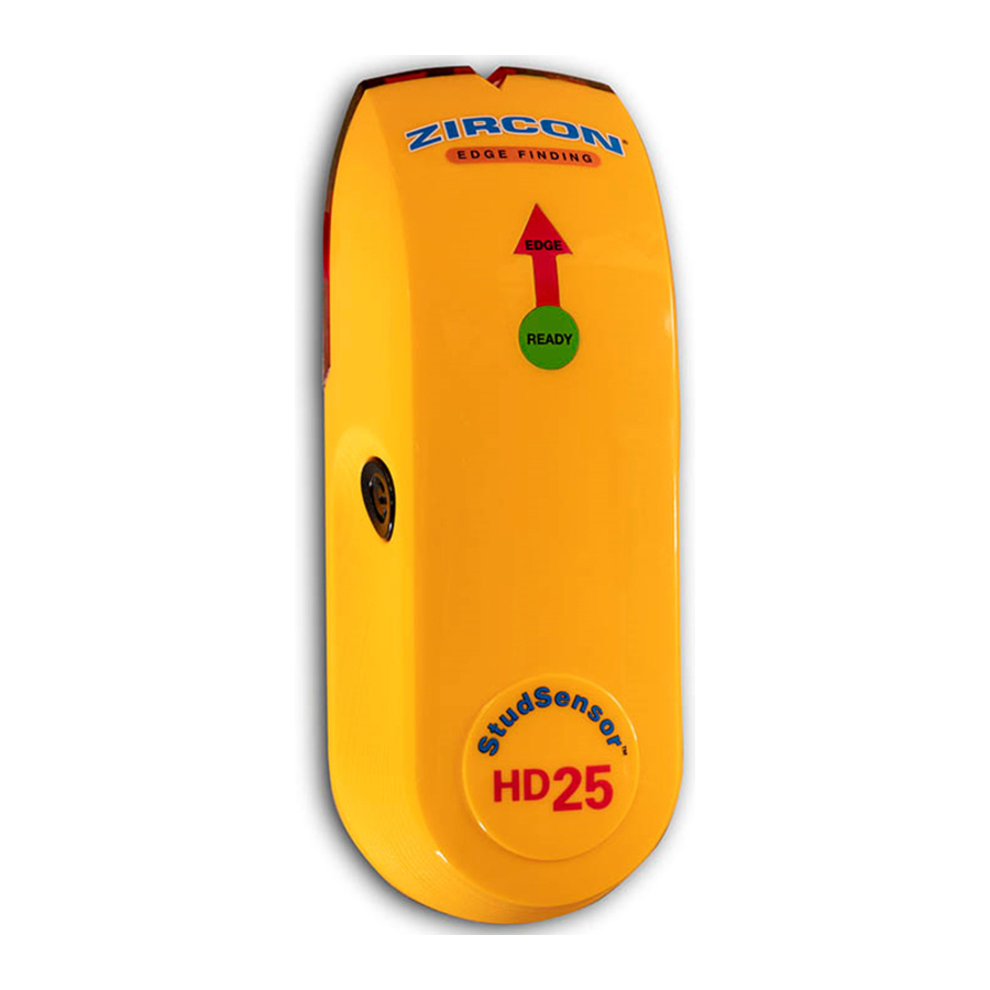 Zircon StudSensor HD25 EdgeFinding Stud Finder Manual ManualsLib
