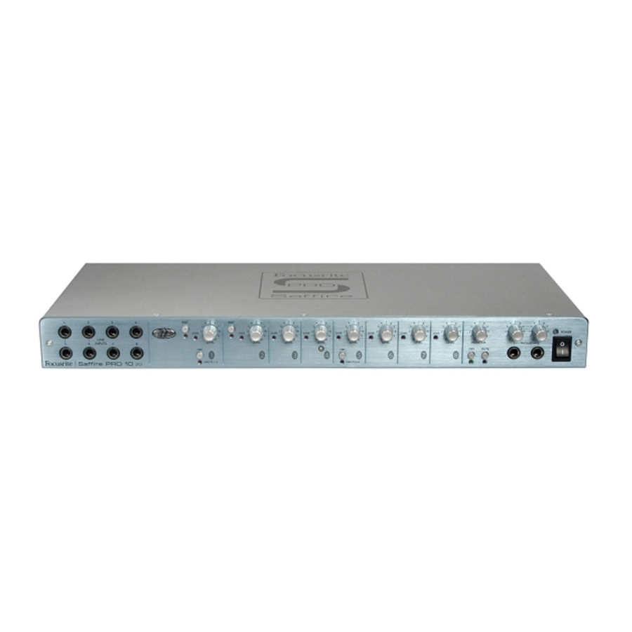 Focusrite Saffire PRO 10 i/o - Professional Multi-Channel Firewire Audio Interface Manual