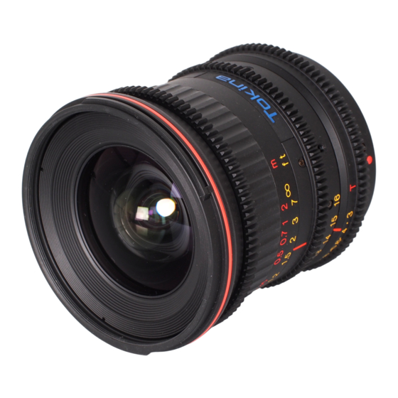 Tokina Cinema ATX 11-16mm Instruction Manual
