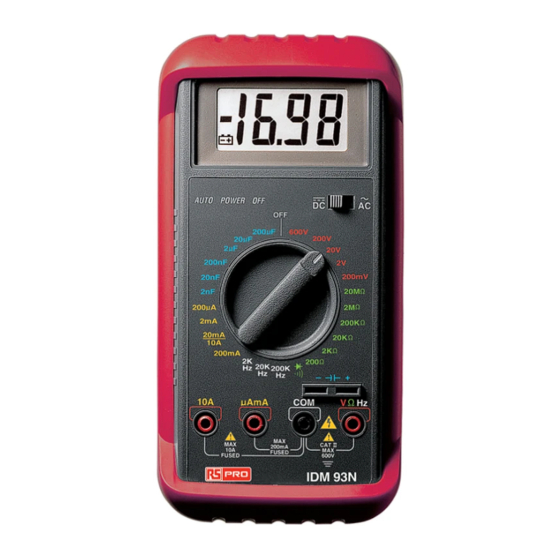 RS PRO IDM93N Instruction Manual