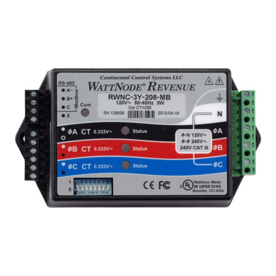 CCS WattNode WNC-3Y-208-MB Installation And Operation Manual