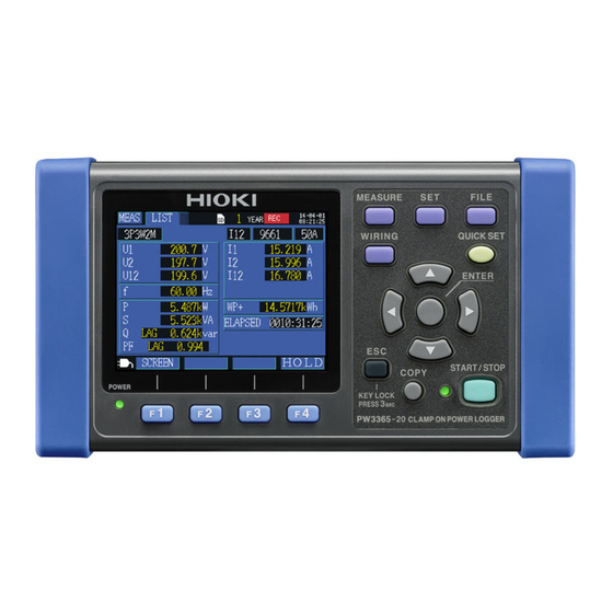 Hioki PW3365-20 Quick Start Manual