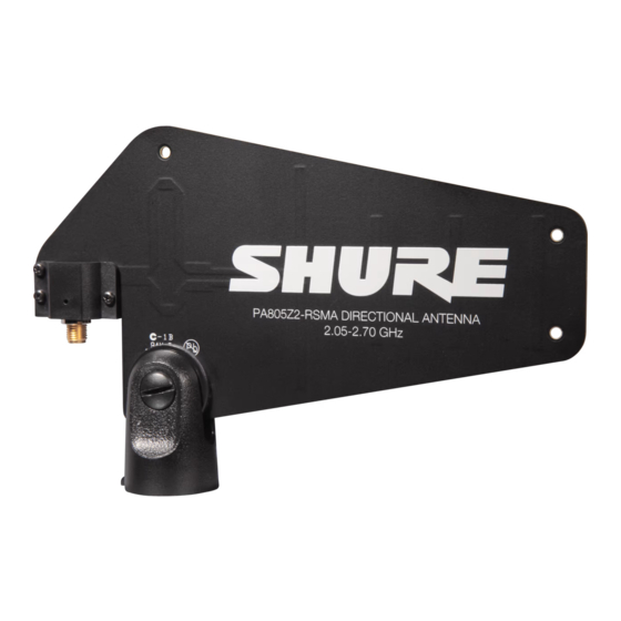 Shure PA805Z2-RSMA Quick Start Manual