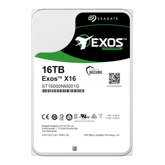 Seagate EXOS ENTERPRISE ST16000NM001G Product Manual