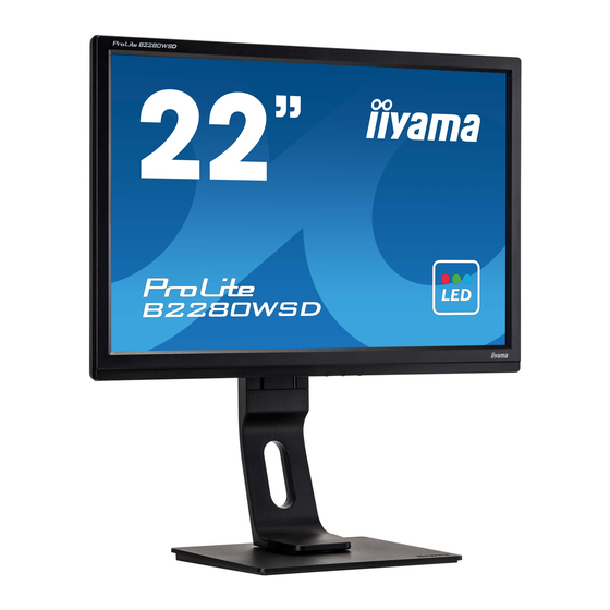 Iiyama ProLite B2280WSD-B1 LED Monitor Manuals