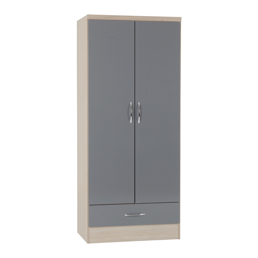 Seconique NEVADA 2 DOOR 1 DRAWER WARDROBE GREY GLOSS LOEV Assembly Instructions Manual
