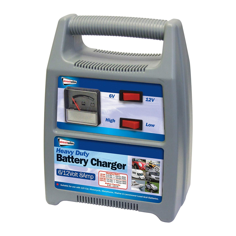 Streetwize SWBCG8, SWBCG12 - 6/12Volt 8 & 12Amp Battery Charger Manual