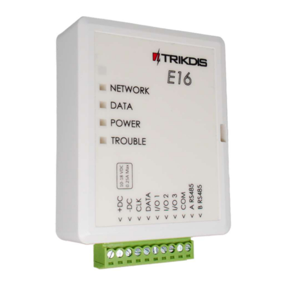 User Manuals: Trikdis Ethernet E16 Alarm Communicator
