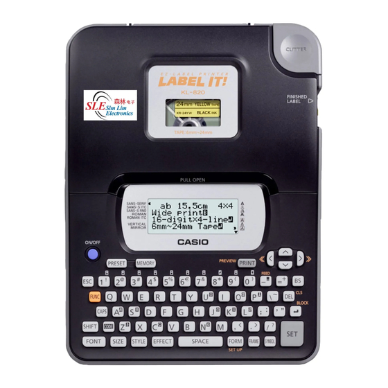 CASIO KL-820 - Label Printer Manuals