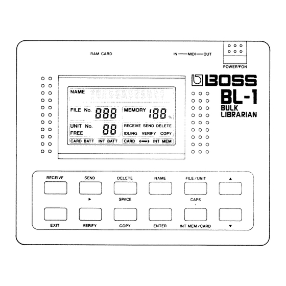 Boss BULK LIBRARIAN BL-1 Owner's Manual