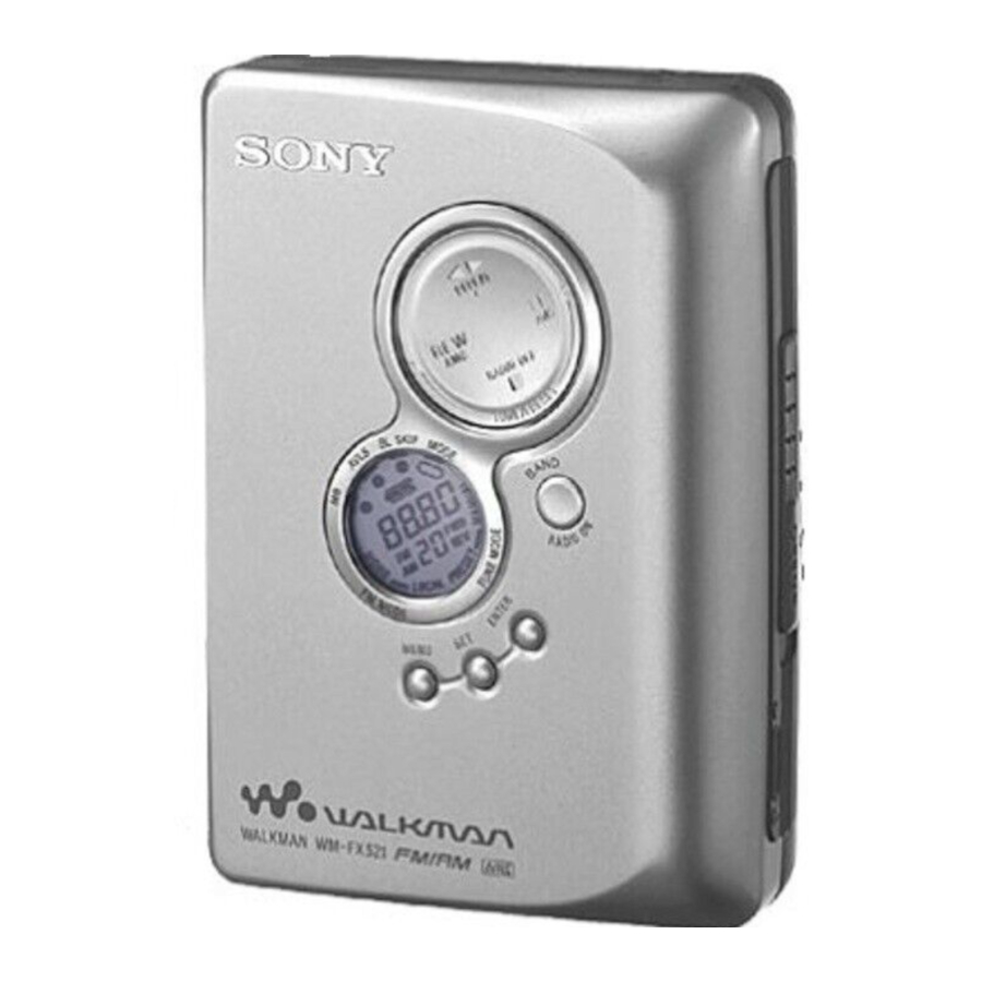 Sony Walkman WM-FX521 - Radio Cassette Player Manual