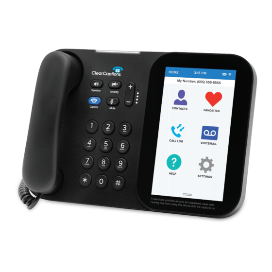 ClearCaptions j3082 Quick Start Manual
