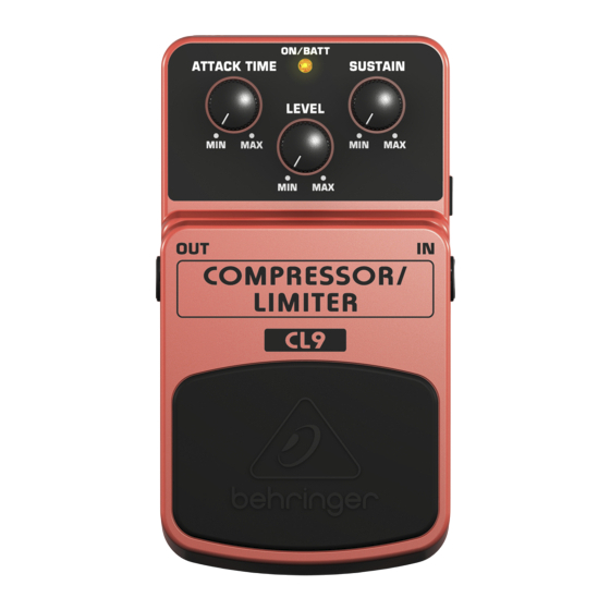 Behringer COMPRESSOR/LIMITER CL9 Quick Manual