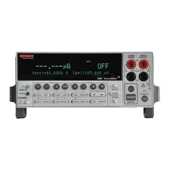 Keithley SourceMeter 2400 Series Quick Results Manual