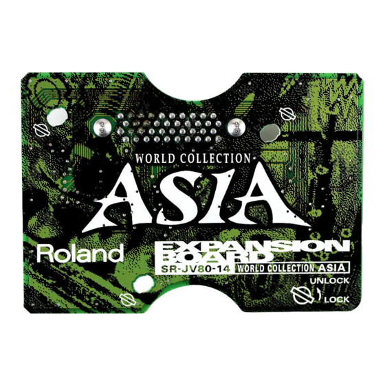 Roland World Collection
Asia SR-JV80-14 Owner's Manual