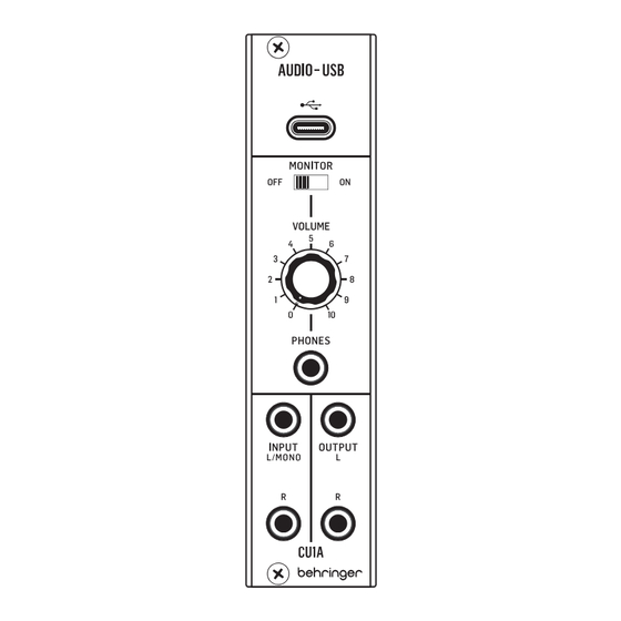 Behringer CU1A Quick Start Manual