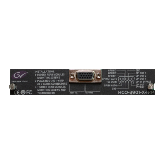 Belden Grass Valley HCO-3901 Manual To Installation And Operation