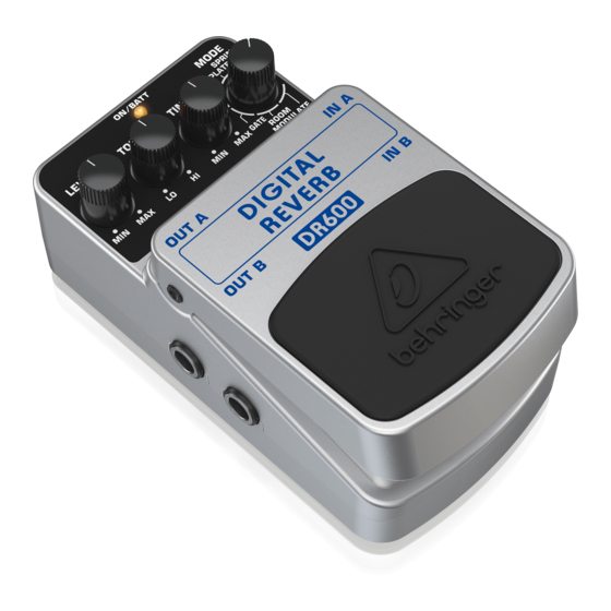 Behringer DIGITAL REVERB DR600 Manual