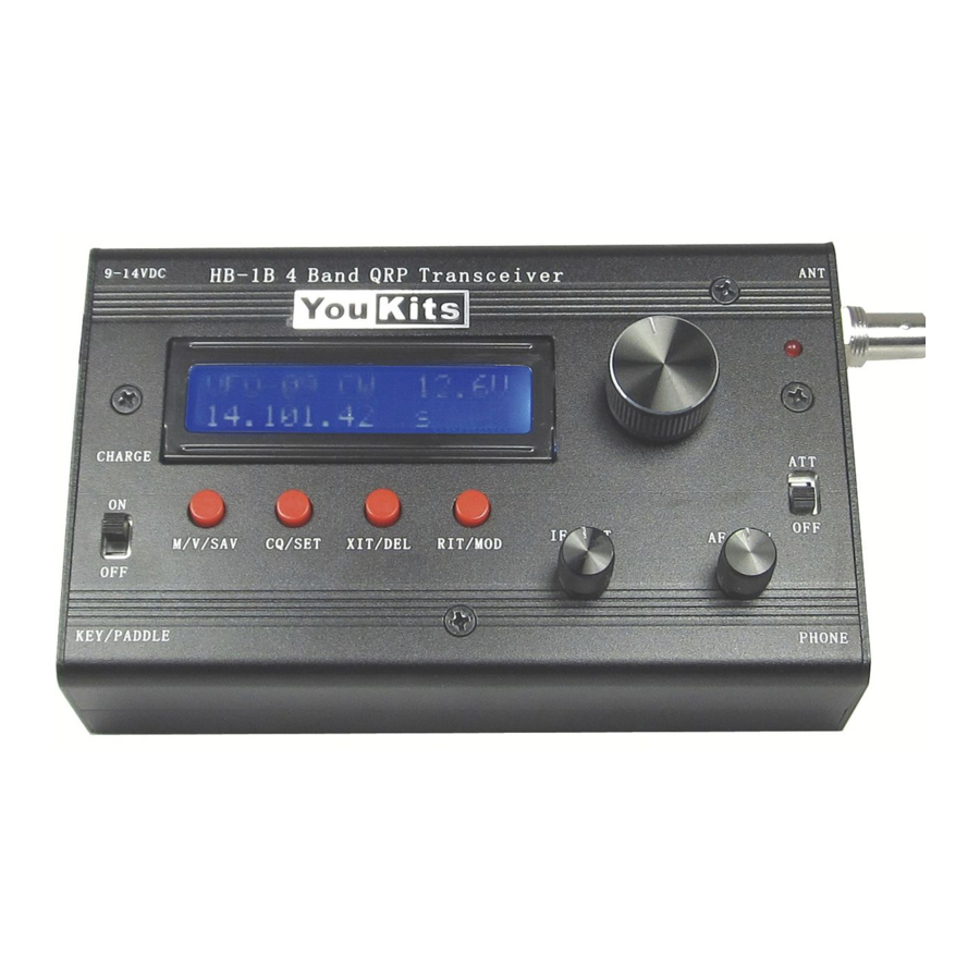 YouKits HB-1B - 80/30/30/20 Meter CW QRP Transceiver Manual