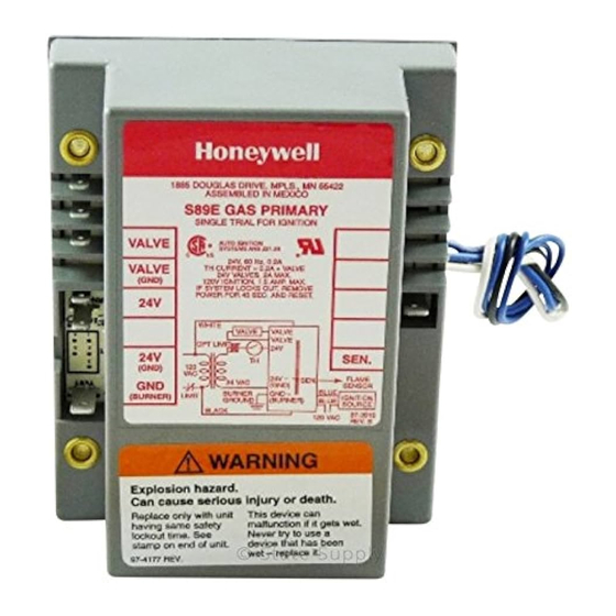 Honeywell S89E Quick Start Manual