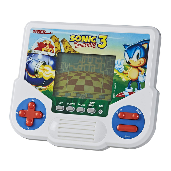 Hasbro Gaming TIGER ELECTRONICS SONIC 3 THE HEDGEHOG Manual