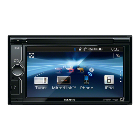 Sony XAV-601BT Operating Instructions Manual