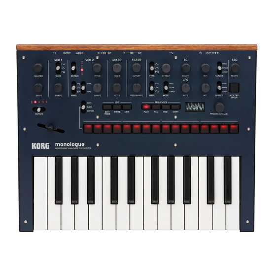 Korg MONOLOGUE Quick Start Manual