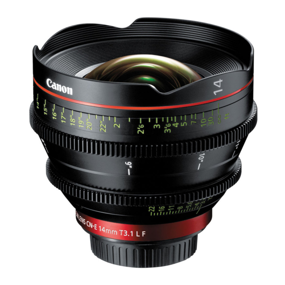 Canon CN-E14mm T3.1 L F Operation Manual