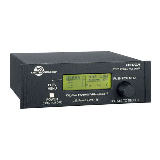 LECTROSONICS R400A INSTRUCTION MANUAL Pdf Download ManualsLib