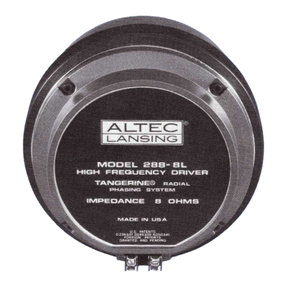 Altec Lansing 288-16L HF DRIVER Manual
