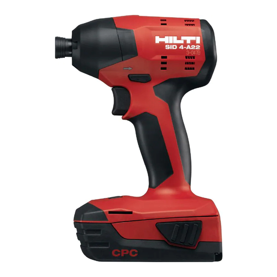 Hilti SID 4-A22 Operating Instructions Manual