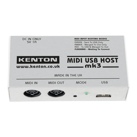 Kenton MIDI USB HOST mk3 Operating Manual