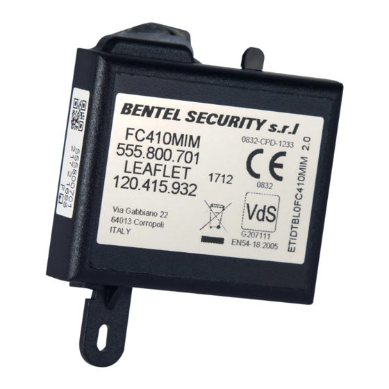 Bentel Security FC410MIM Manual
