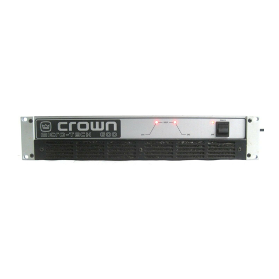 Crown Micro-Tech 2400 Reference Manual