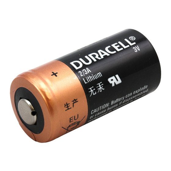 Duracell Lithium/Manganese Dioxide 2/3A Specification Sheet
